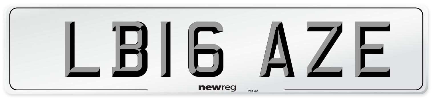 LB16 AZE Number Plate from New Reg